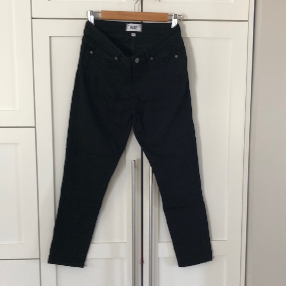 Paige Black Rayon Cotton Verdugo Slim Crop 28 jeans